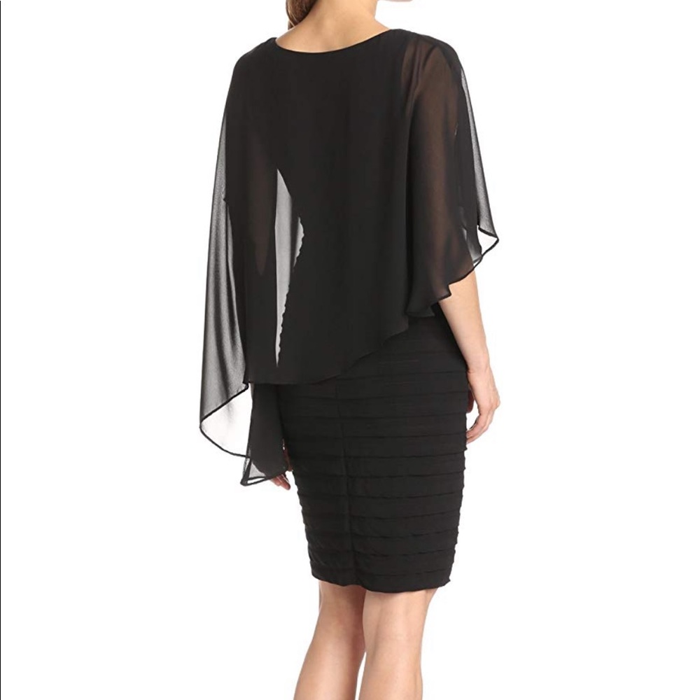 Adrianna Papell drape overlay shutter dress, black